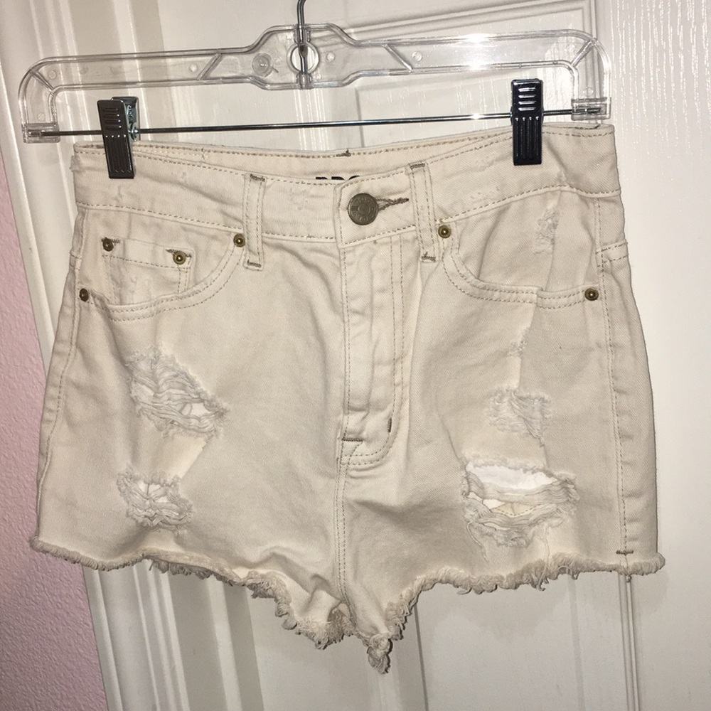 White High Waisted Denim Shorts